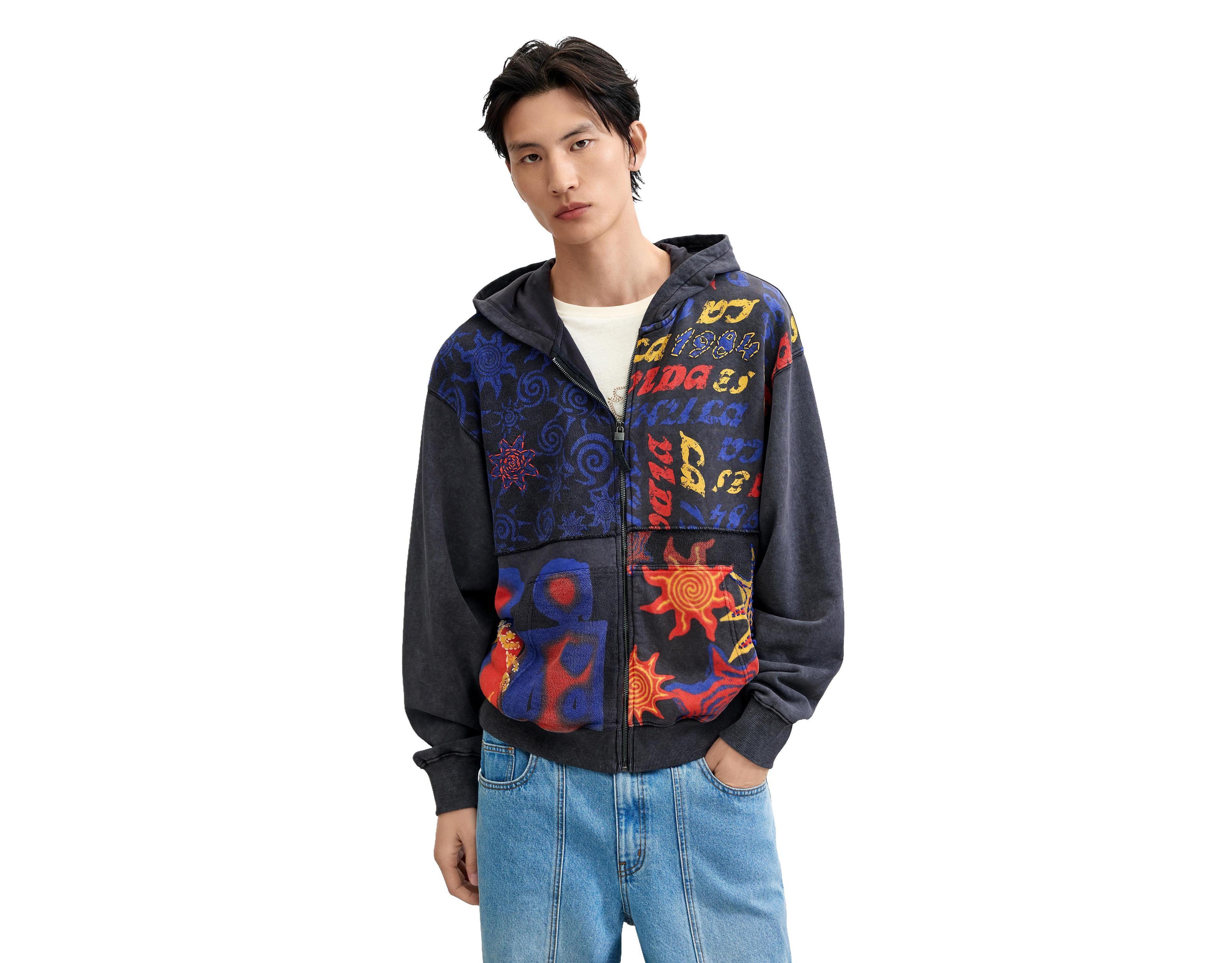 Desigual Men's Printed Hoodie 100% Cotton