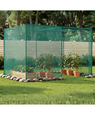 Medium/Large Garden Crop Cage with Steel Frame and Zippered Door, 4mm Tear-Resistant Mesh Plant Protection Tent for Vegetables Flowers Outdoor, Green