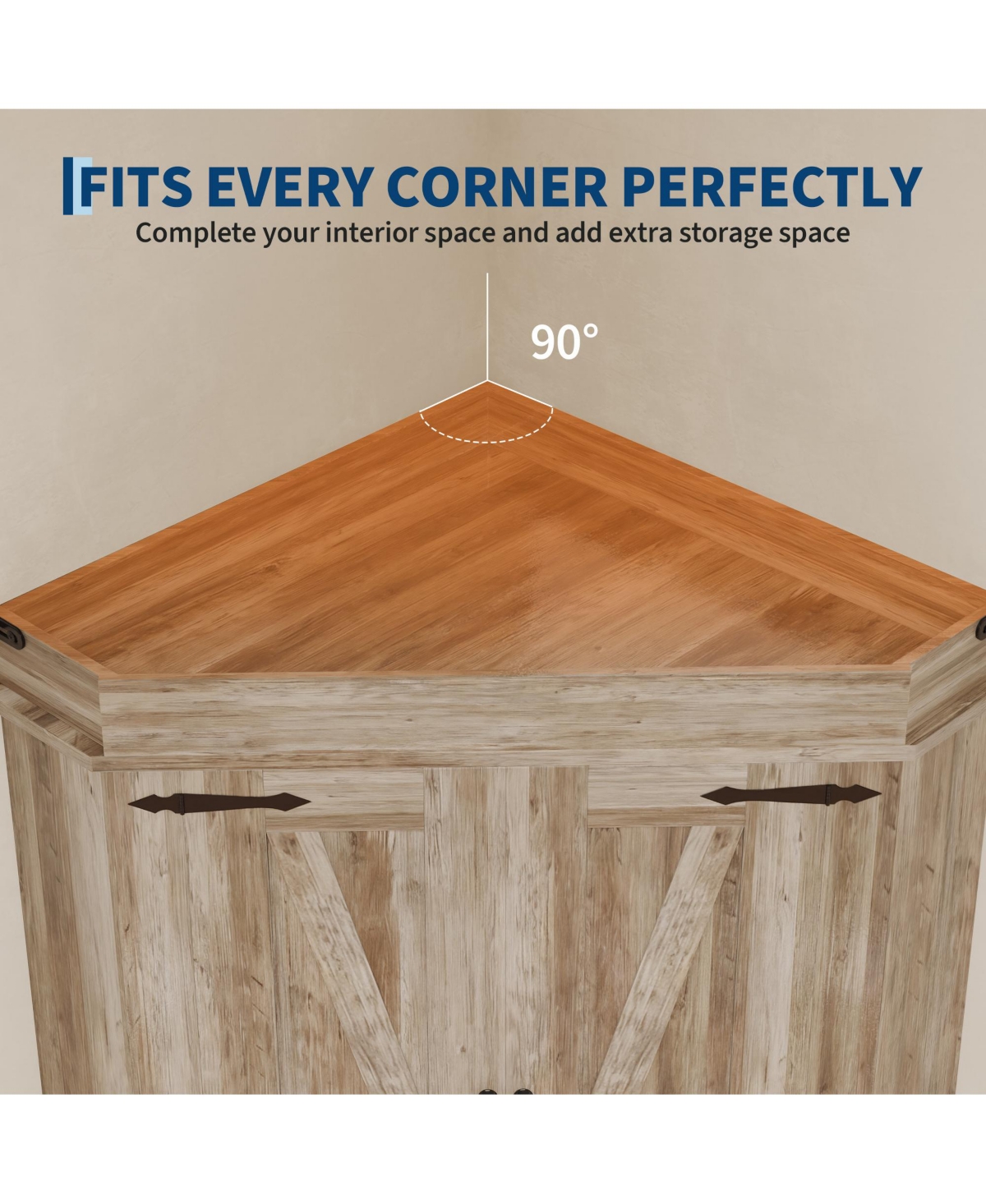 24 x 24 x 71 in Corner Kitchen Cabinet with 5 Shelves and Spice Racks, Engineered Wood Pantry Storage for Dining Room Living Room, Gray