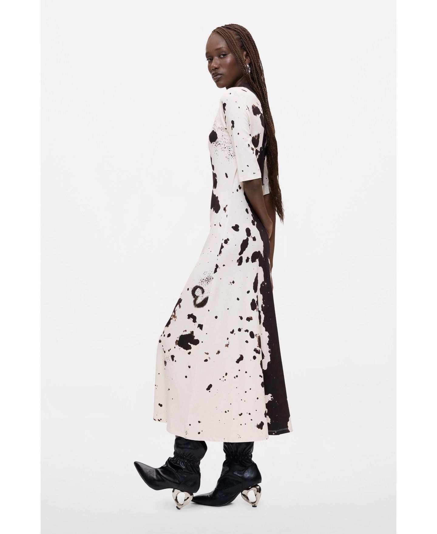 Женское платье Desigual A-Line Three-Quarter-Sleeve Midi, цвет: Молочный белый — фото 5