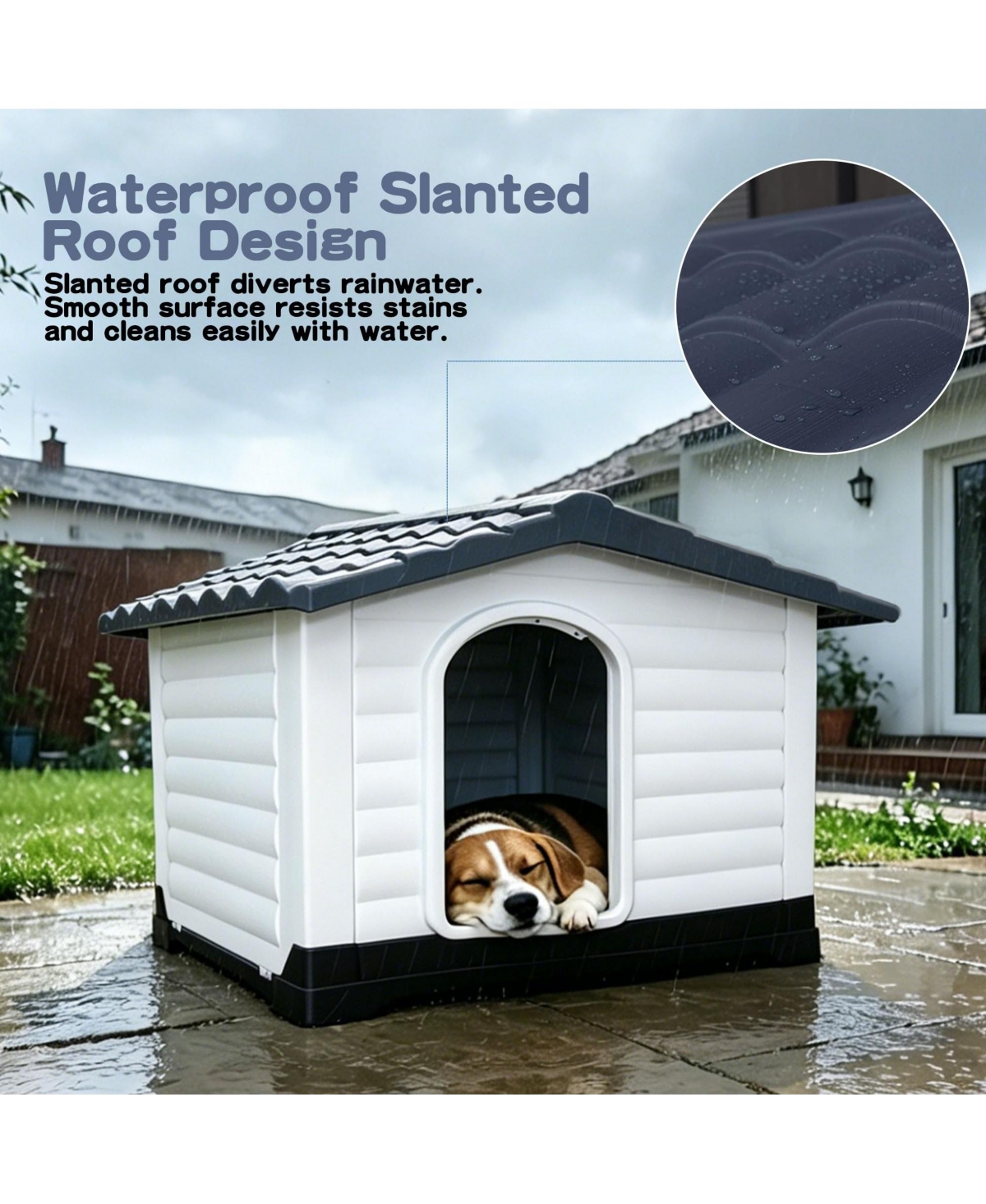 Small/Large Double Door Dog Crate, Indoor Outdoor Pp Pet House for Dogs, Weatherproof Kennel with Locking Doors