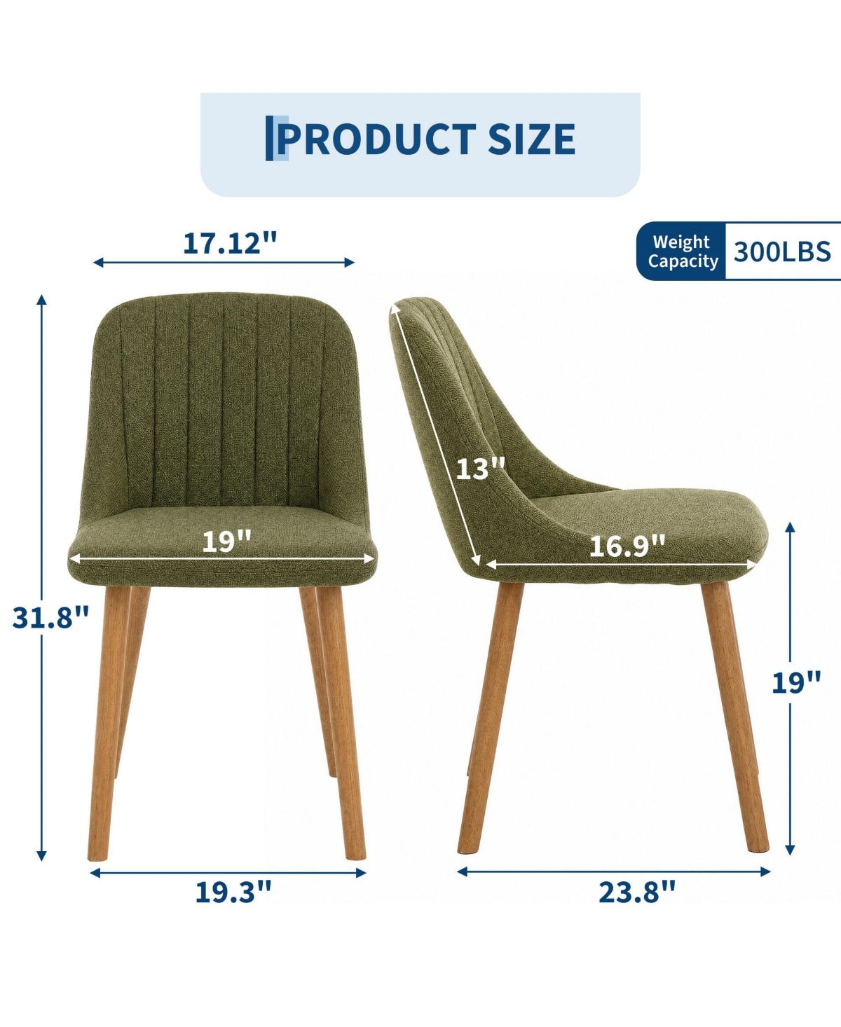 Upholstered Dining Chairs Set of 4, Modern Tufted Accent Chairs with Solid Wood Legs, Supports 300 Lbs for Kitchen Dining Room Vanity
