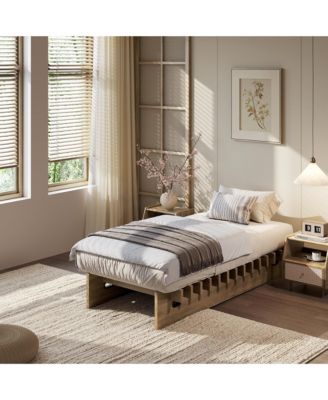 Minimalist Low Profile Platform Bed Frame, Noise-Free Slat Support, No Box Spring Needed, Fast Assembly with Underbed Storage for Bedroom