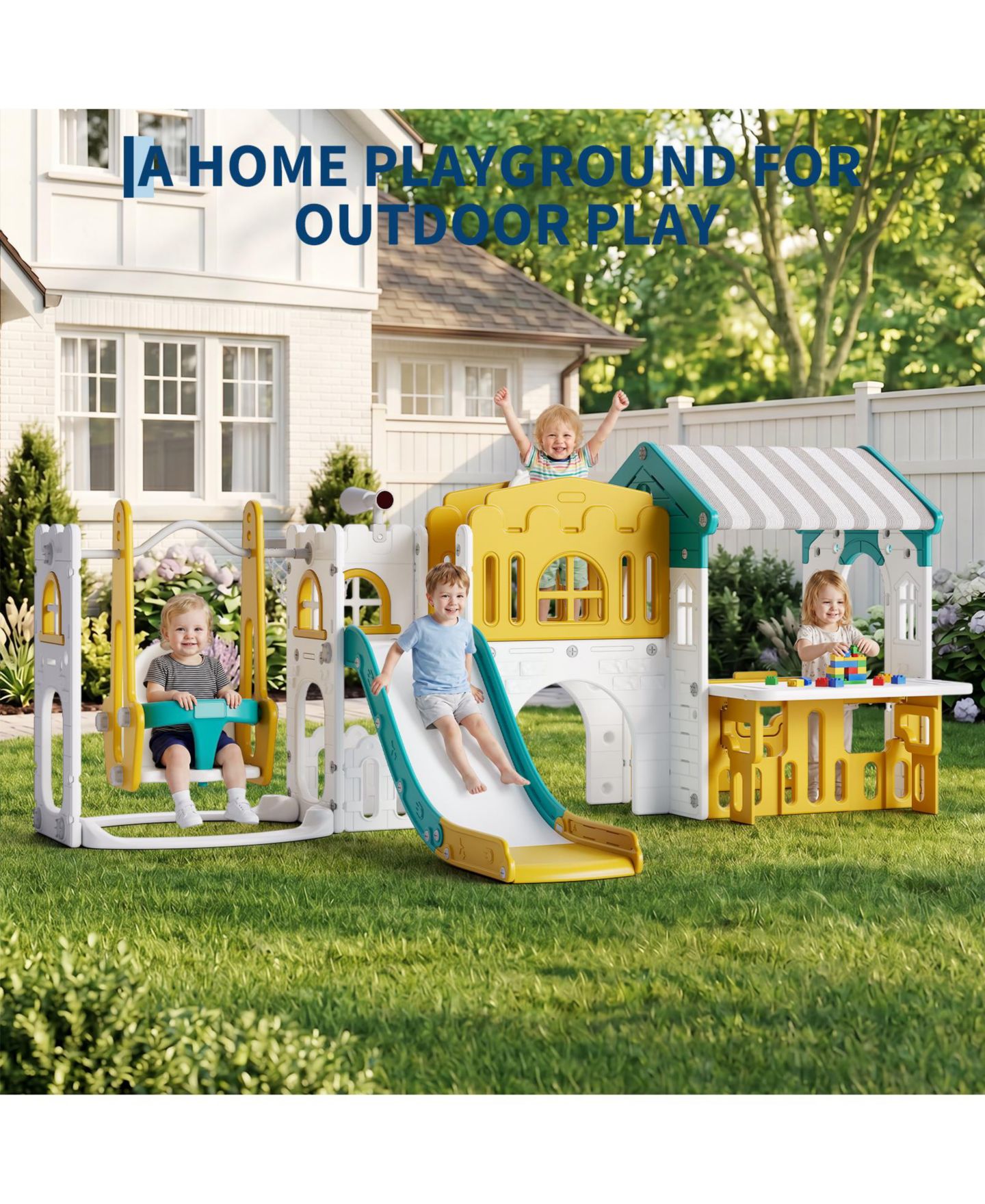 Детские игрушки homfan 4-in-1 Indoor Slide, Tent, Swing and Climbing Ladder Set, Ages 3-6 — фото 8