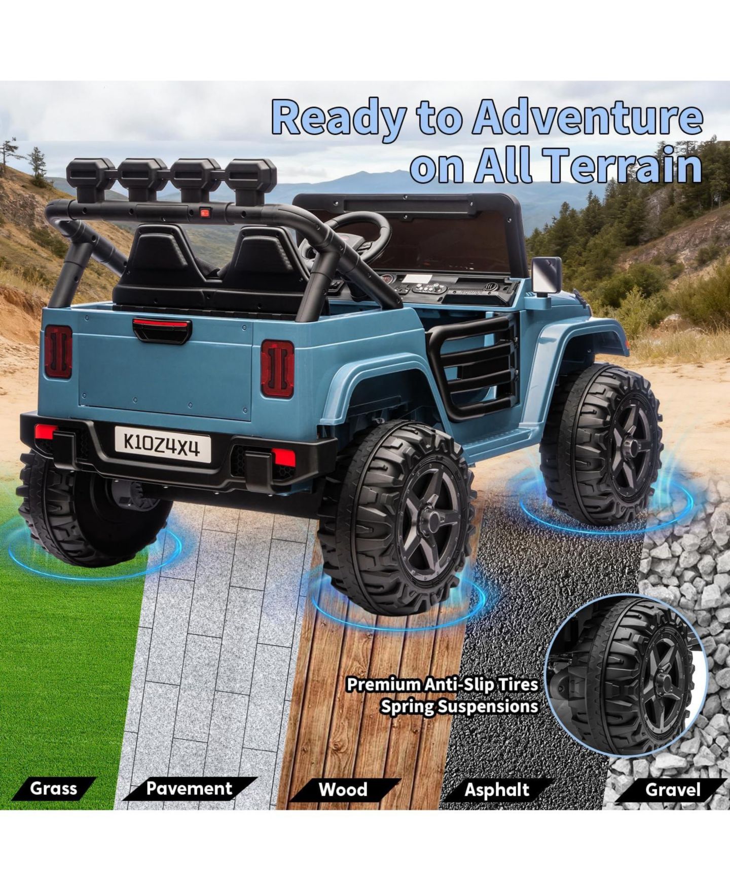 Детская игрушка homfan Double Seat 24V Ride-On SUV Remote Control Battery Powered 4WD, 3–8 лет — фото 5