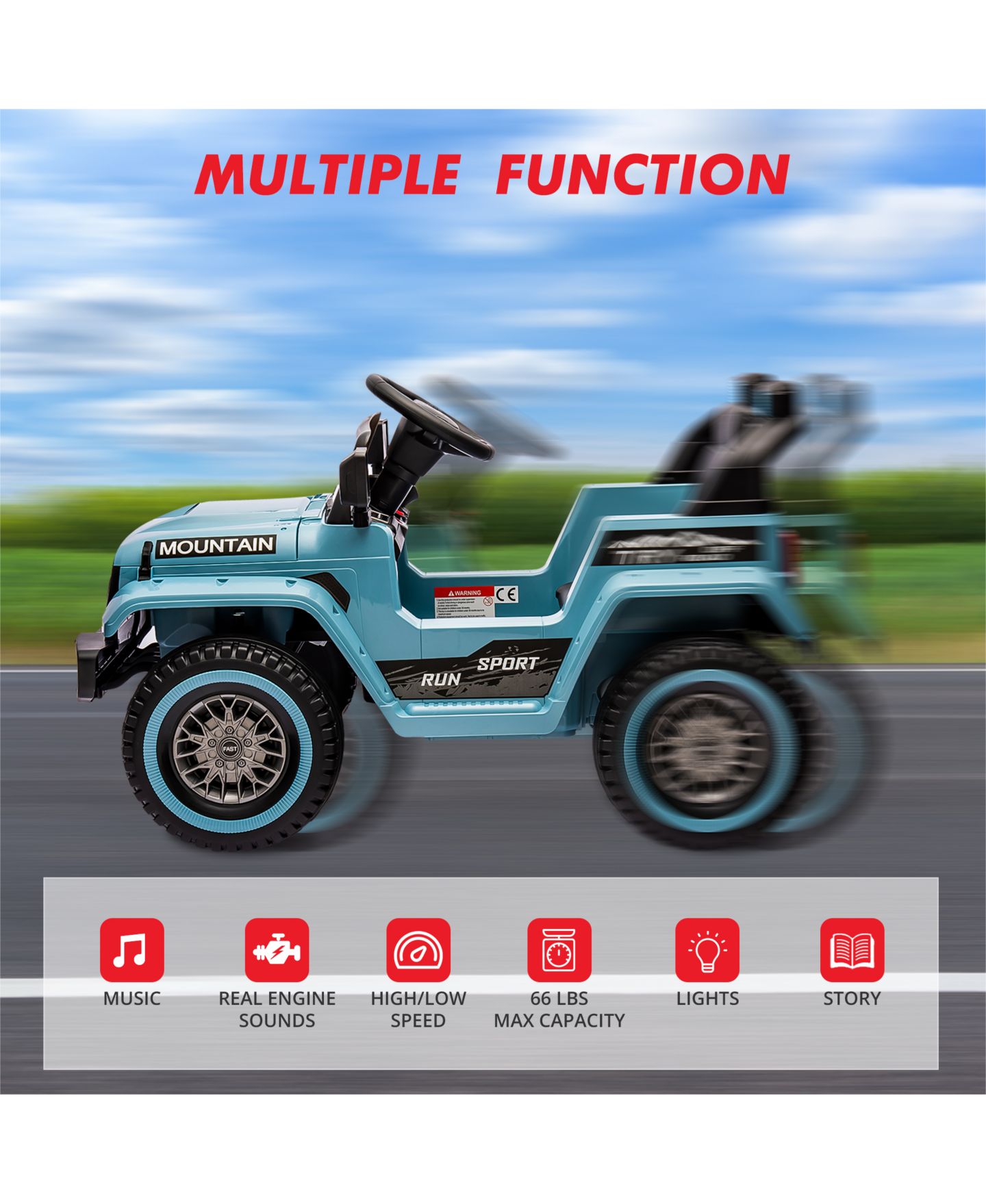 Детская игрушка homfan 12V Ride-On Truck with Remote Control, Dual Motors & LED Lights, 3–5 лет — фото 2