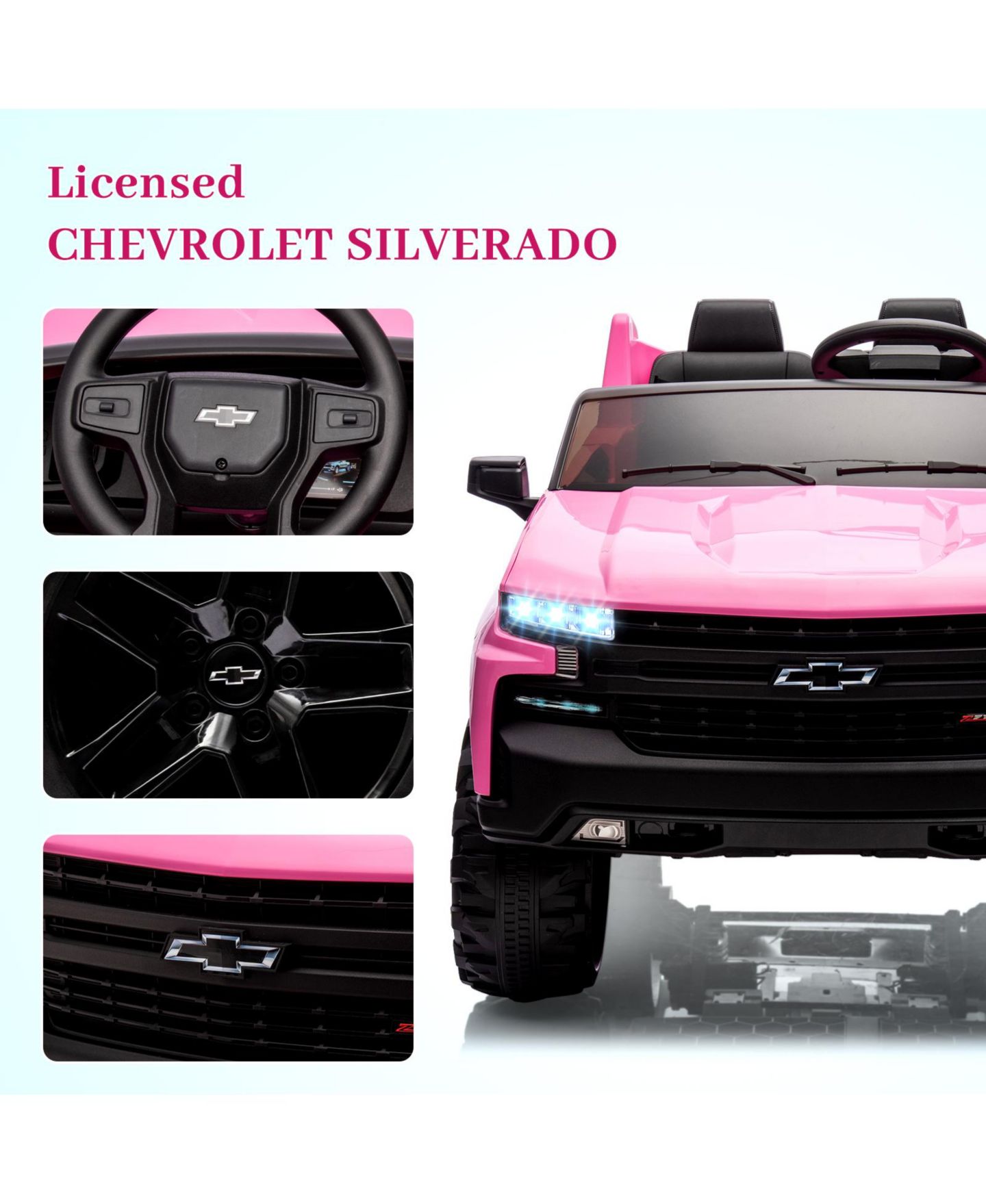 Детская игрушка homfan Licensed Chevrolet Silverado 3-Speed Electric 2-Seater Ride-On Truck, 53" x 34" x 29", 3–8 лет — фото 5