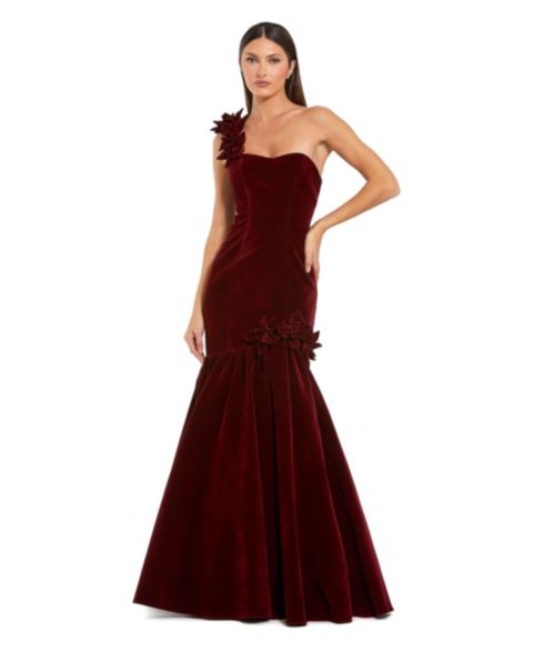 Женское платье Mac Duggal One-Shoulder Velvet Mermaid Gown, цвет: Аметистовый