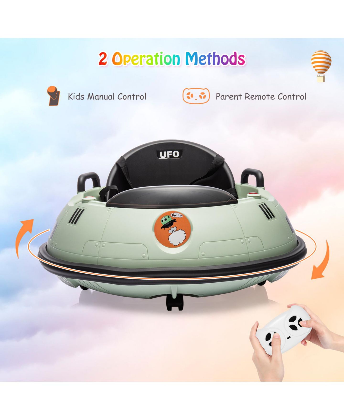 Детская игрушка homfan 12V Metal Bumper Car with 360-Degree Spinning, Remote Control, Battery Powered, 3–6 лет — фото 3