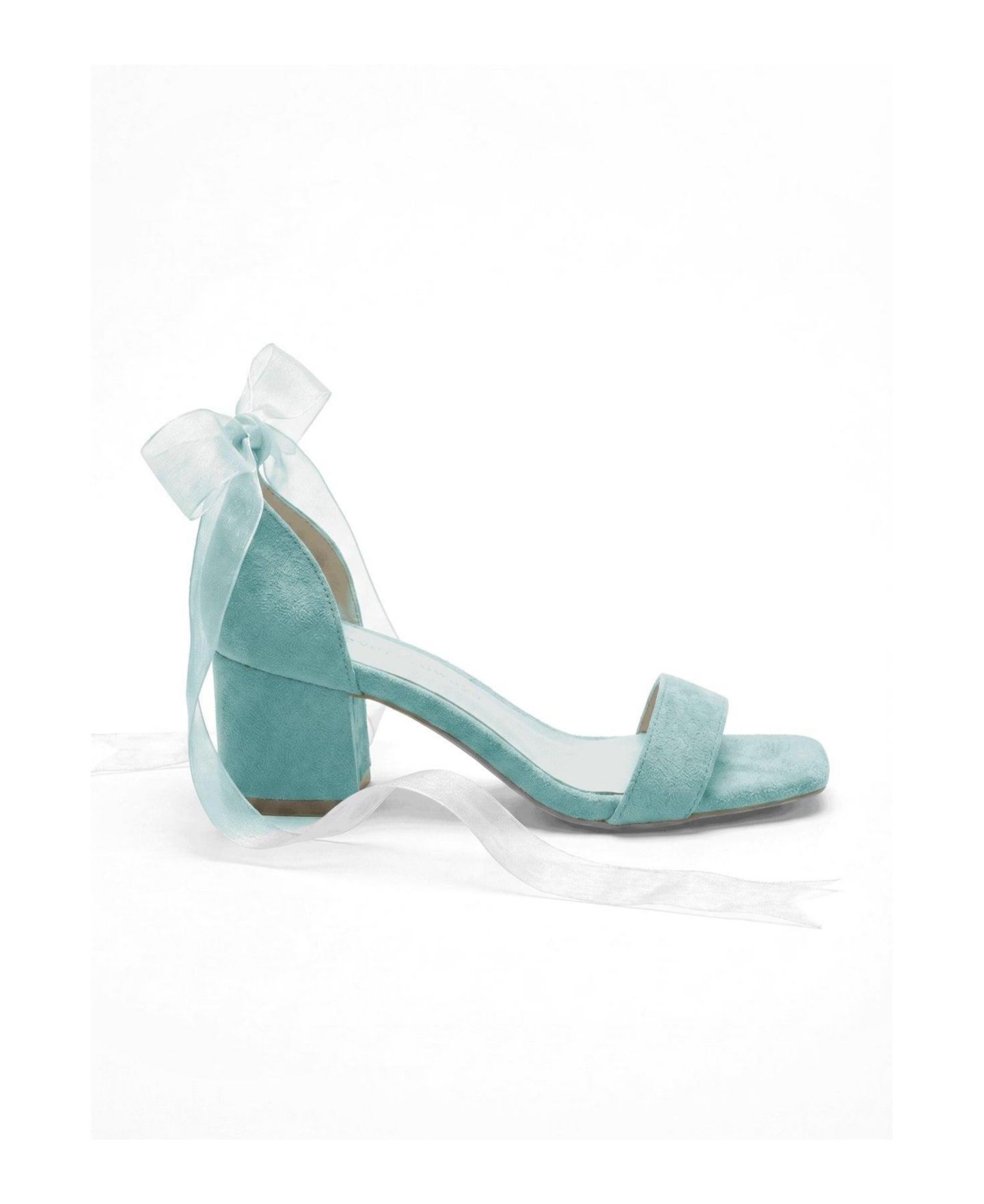 Женские босоножки Forever & Always Shoes Rova с бантом на блочном каблуке, цвет: Аквамариновый замшевый — фото 2