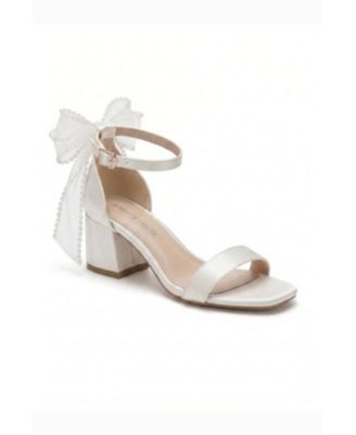 Forever and Always Shoes Women's Floraya Bow Block Heel Bridal Sandal