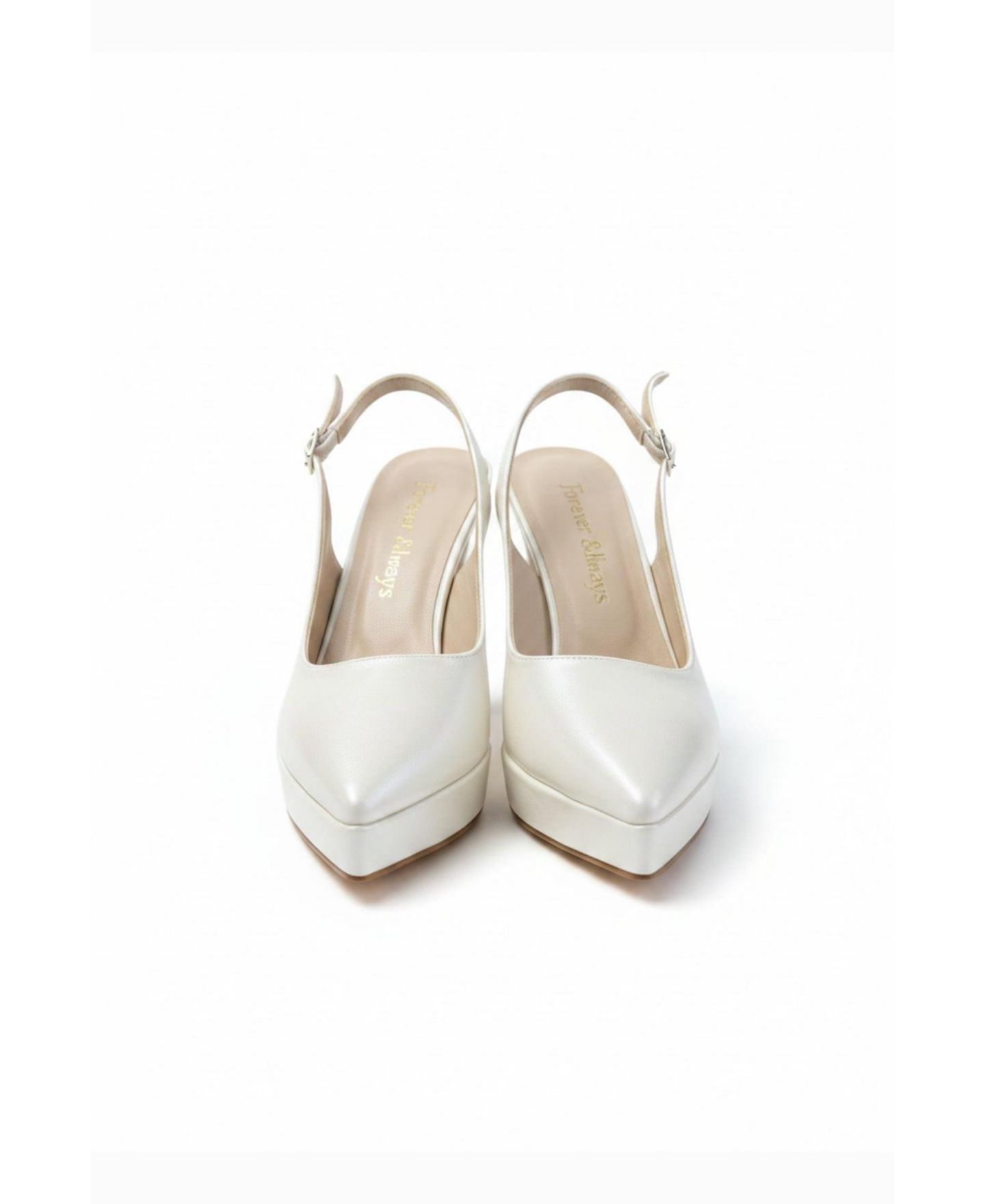 Женские туфли Forever & Always Shoes Corin Pointed Toe Slingback Wedding Platform Pump, цвет: Слоновая кость — фото 5