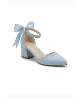 Forever and Always Shoes Women's Arielle Bow Ankle Strap Block Heel Pump