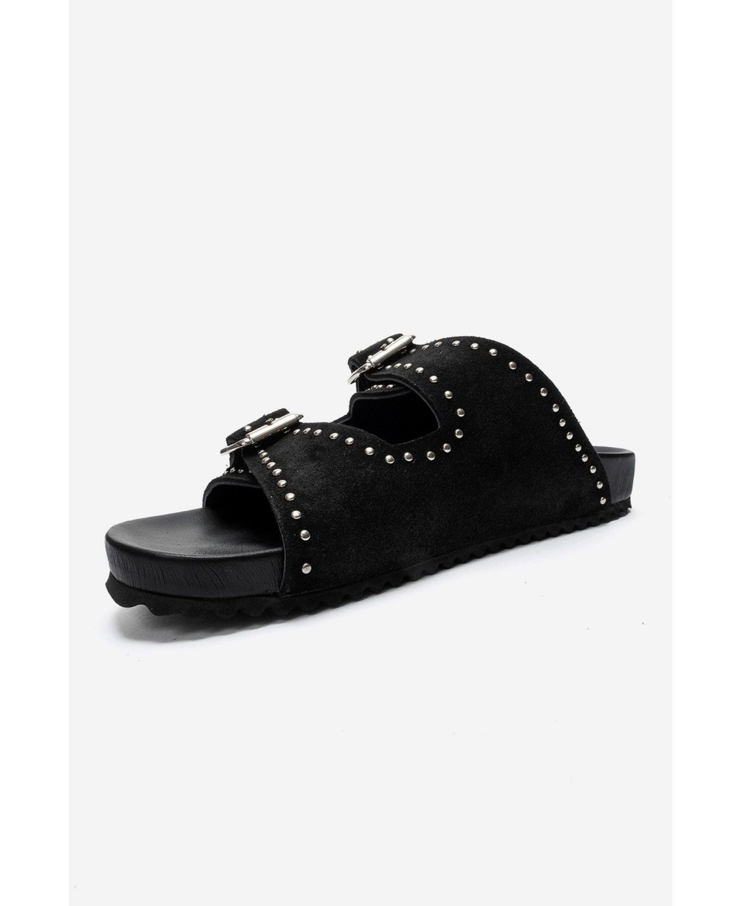Женские сандалии Forever & Always Shoes Avenelle Leather Double Band Sandal, цвет: Чёрный замшевый — фото 8