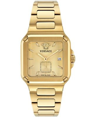 Men's Greca Edge Silver Stainless Steel Bracelet Watch 38x49mm