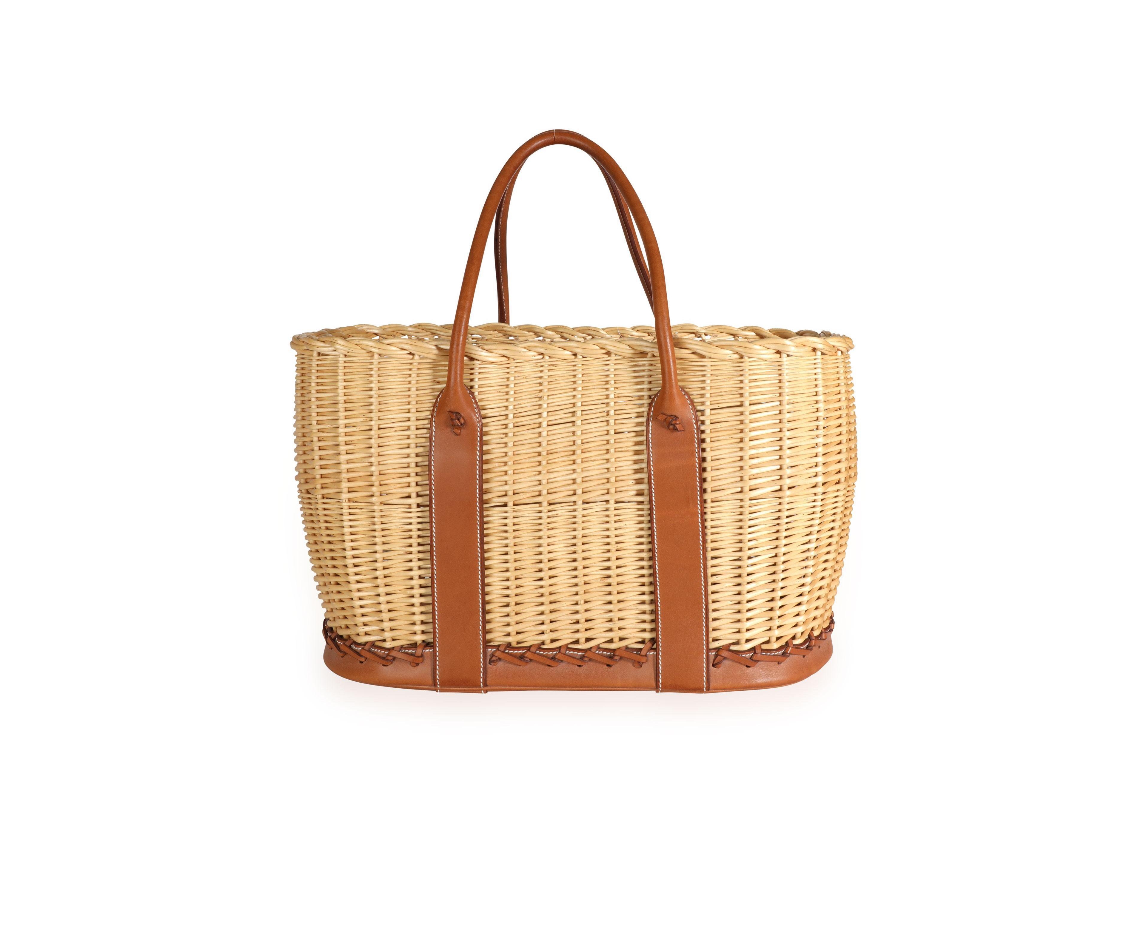 Pre-Owned HERMES Fauve Barenia Wicker Osier Garden Party 36