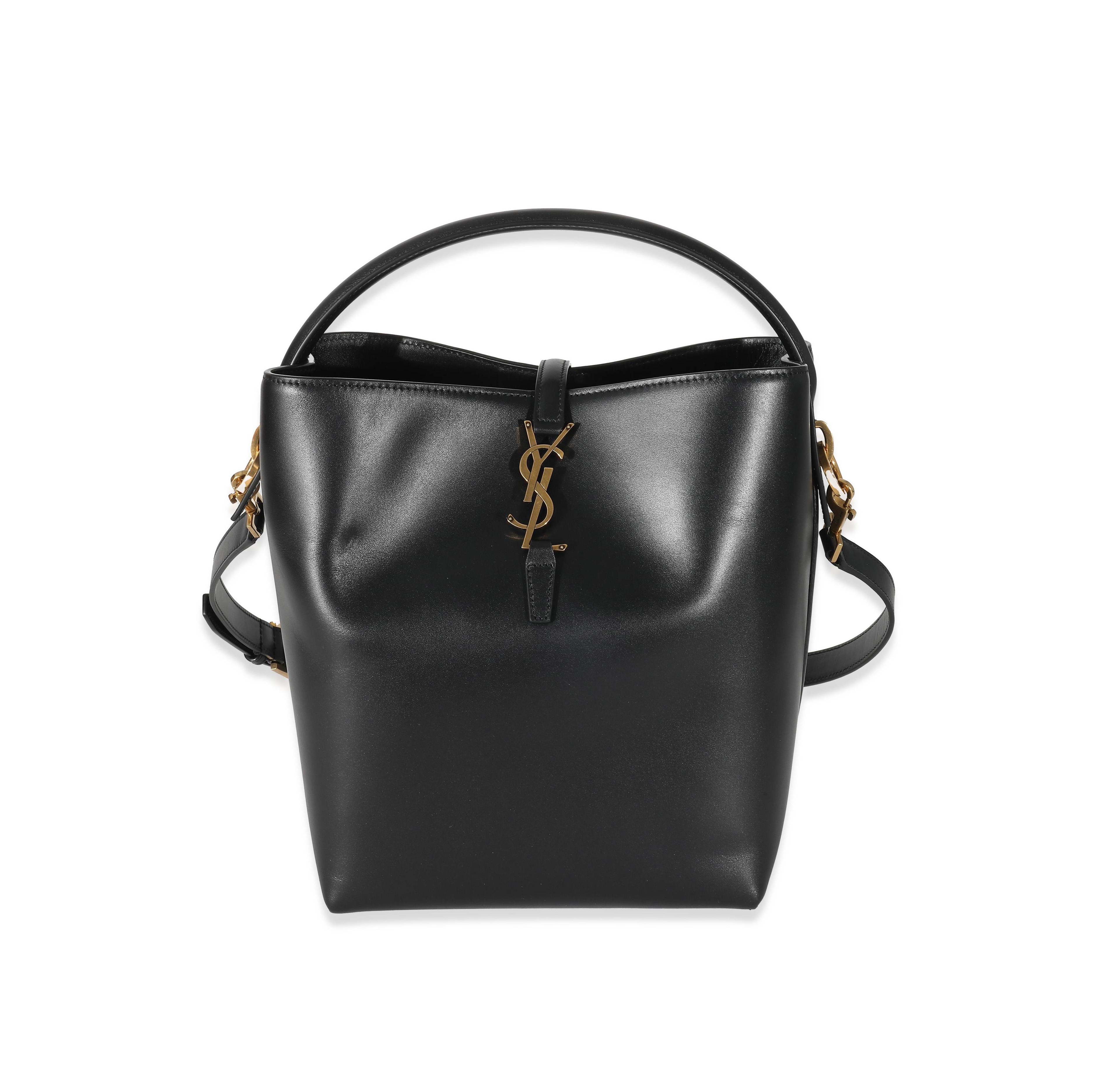 Pre-Owned Saint Laurent Black Shiny Calfskin Small Le 37 Bucket Bag