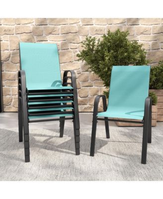 4-Piece Outdoor Dining Chairs Set, Teslin Fabric and Metal Frame