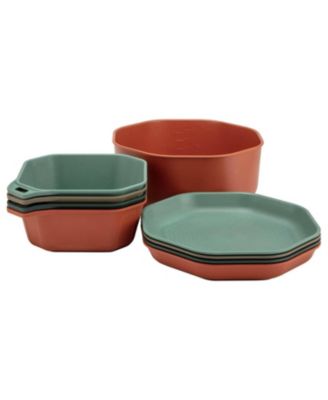 9 Piece Nesting Outdoor Camping Tableware Set With Mixing Bowl Portion Markings