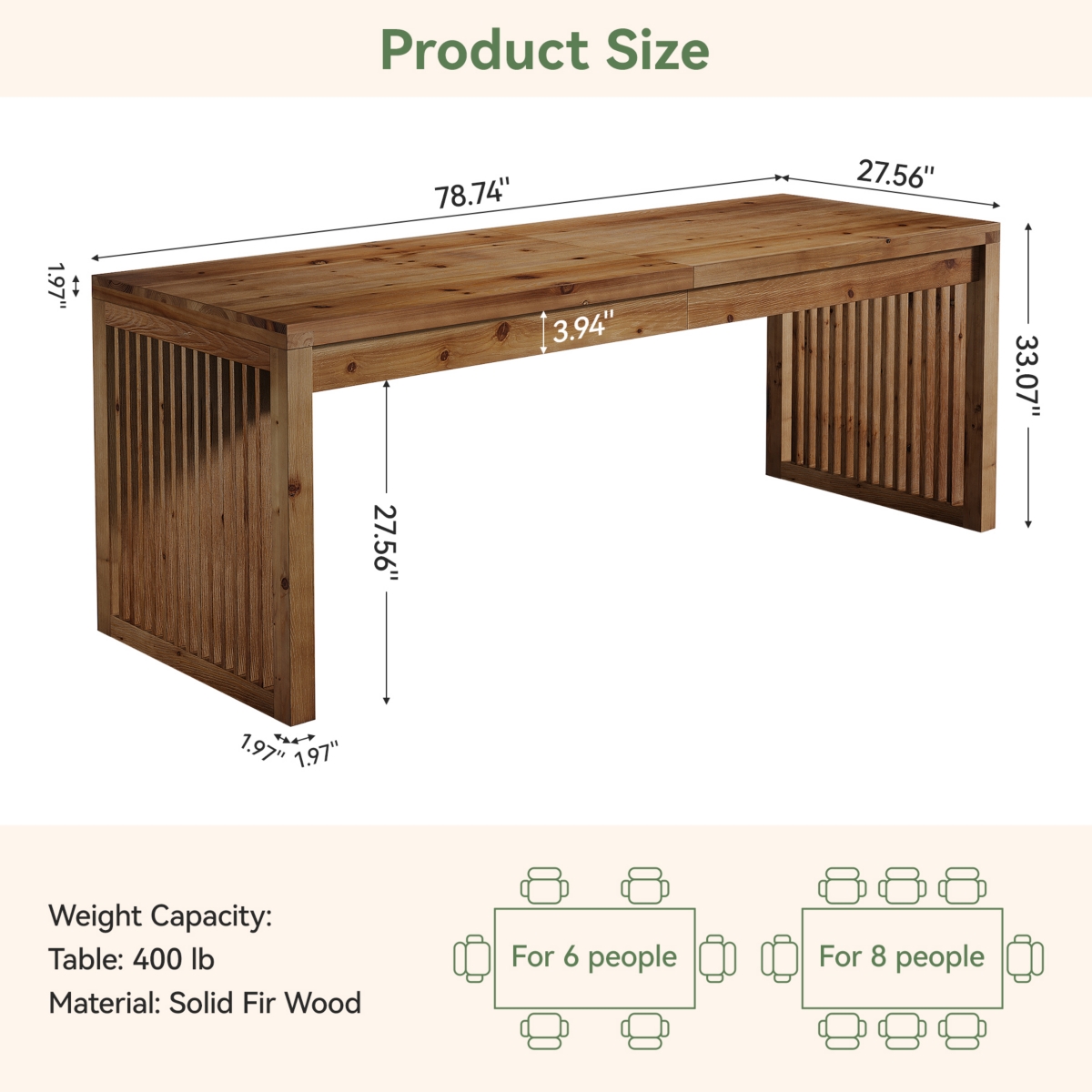 Tribesigns Dining Table for 4-6, Modern Wood Kitchen Table with Sleek Design