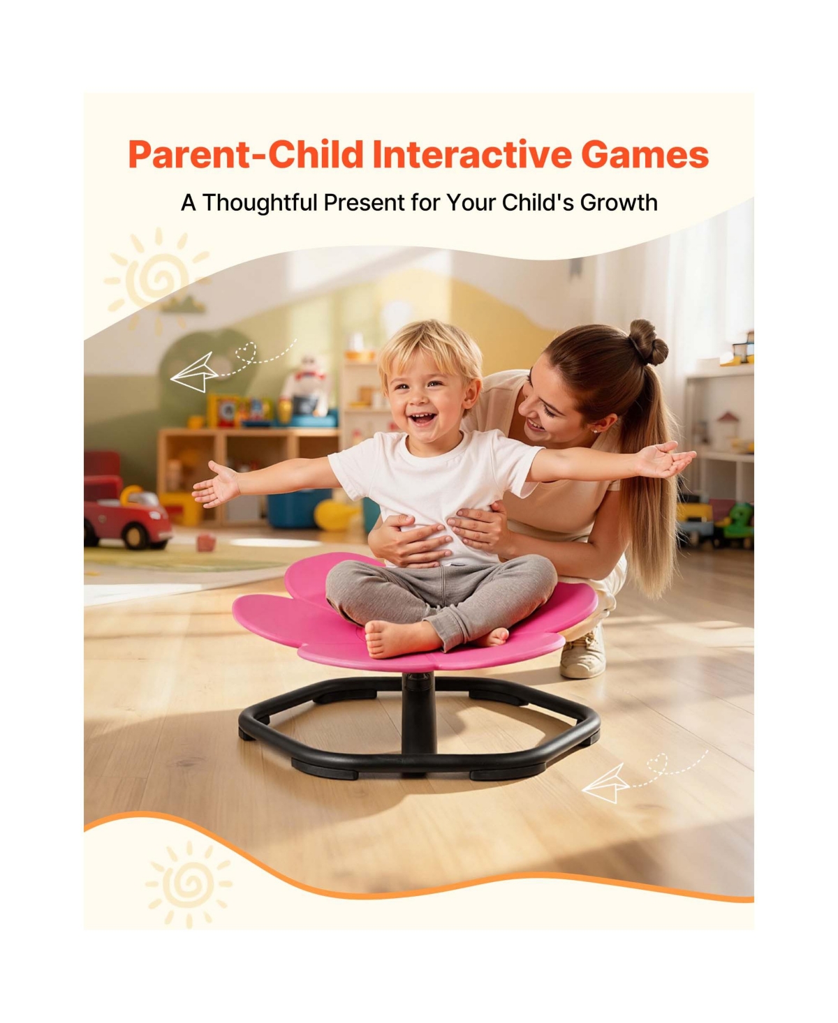 Sugift Flower Shape Sensory Spinning Balance Chair, Ages 3-12