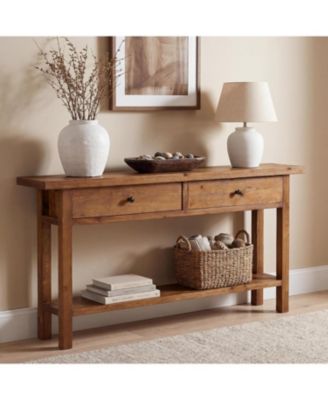 Solid Wood Entryway Table, Console Table with 2 Drawers
