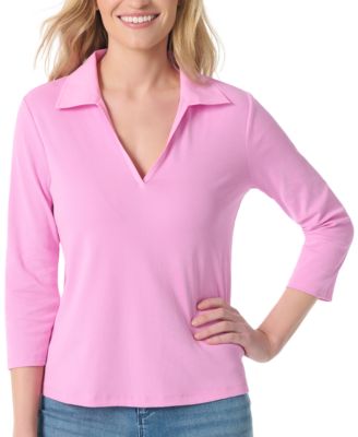 Women's Neve V-Neck 3/4-Sleeve Knit Polo
