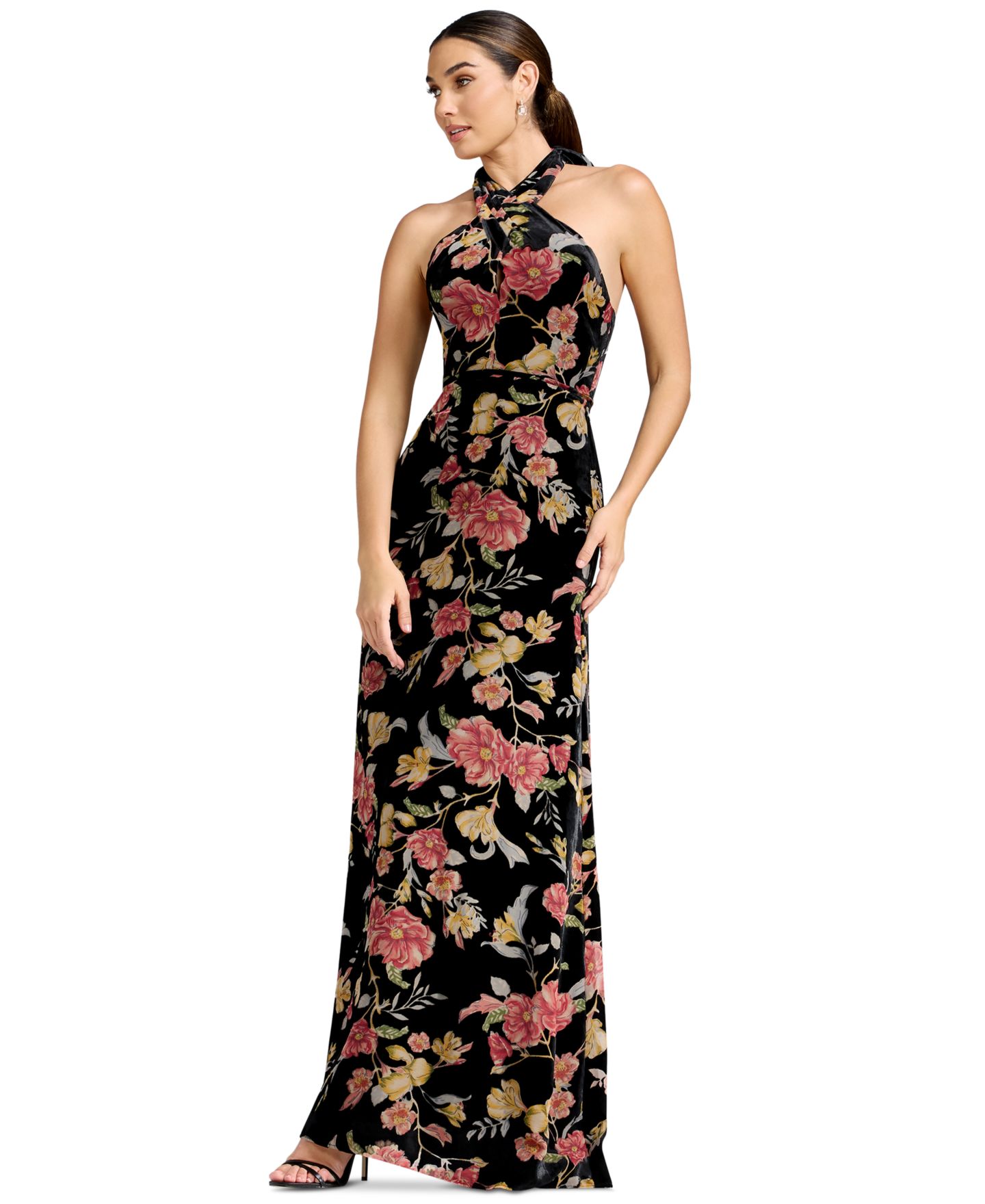 Женское платье Dress the Population Halter Column Floral, цвет: Чёрный разноцветный — фото 3