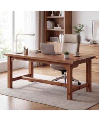 63" Solid Wood Executive Desk with Foot Bar