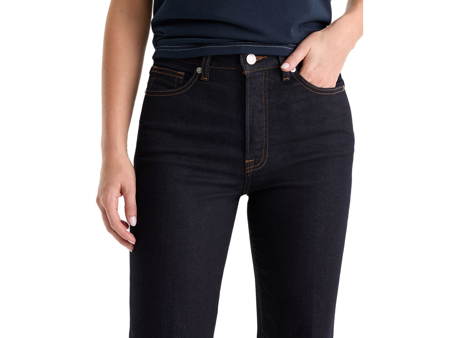 Женские джинсы Good American Petite True Straight High-Waisted, цвет: Rinse — фото 4