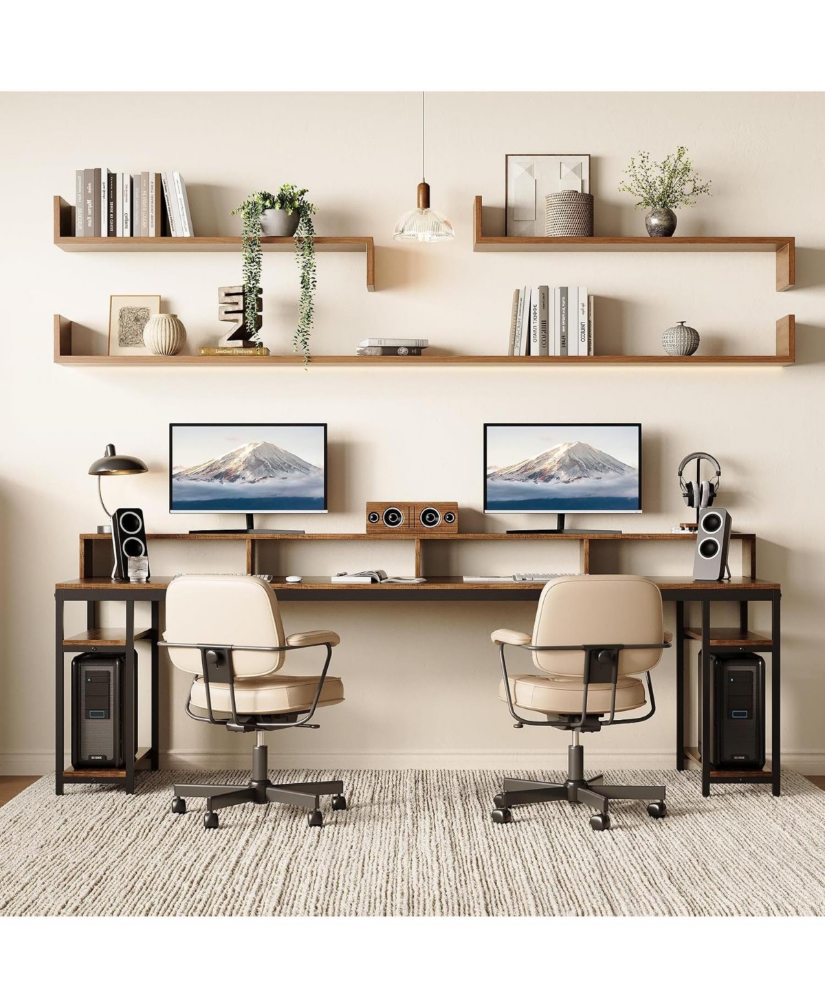 Tribesigns 78" 2-Person Gaming Desk with Storage Shelves