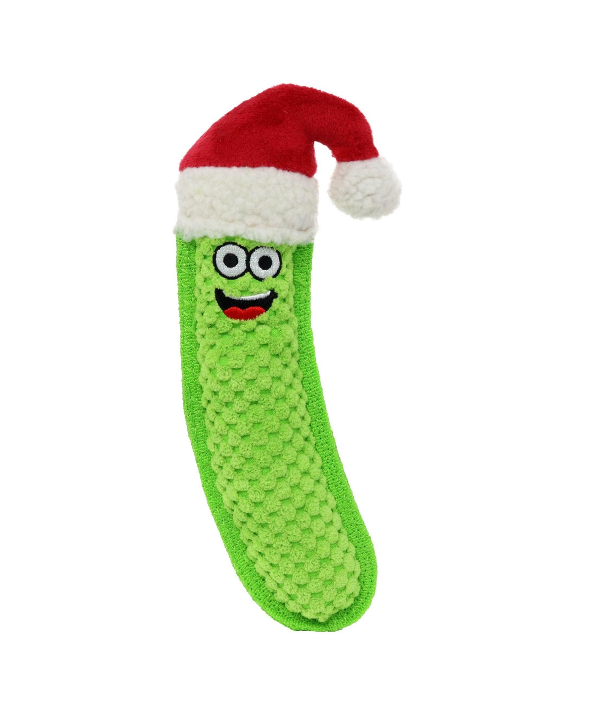 Tuffy Funny Food Holiday Pickle with Santa Hat 2 Pack, Durable Plush Squeaky Dog Toy