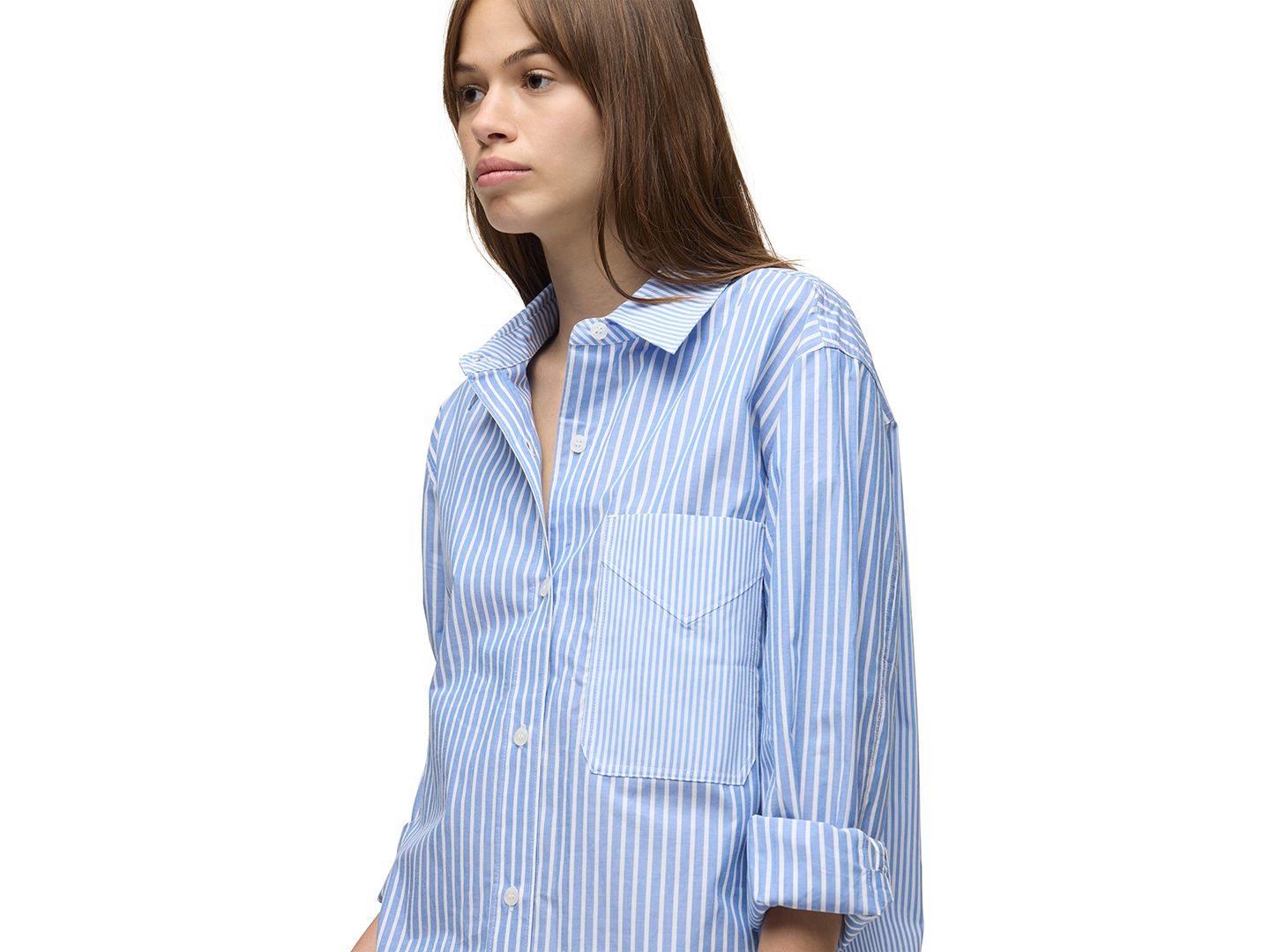 Женская рубашка Hudson Jeans Oversized Striped Long-Sleeve Button-Down, цвет: Синий — фото 4