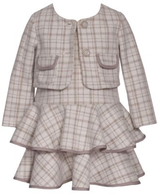 Baby Girls' Plaid Tiered Dress and Cardigan, 2-Piece Set
