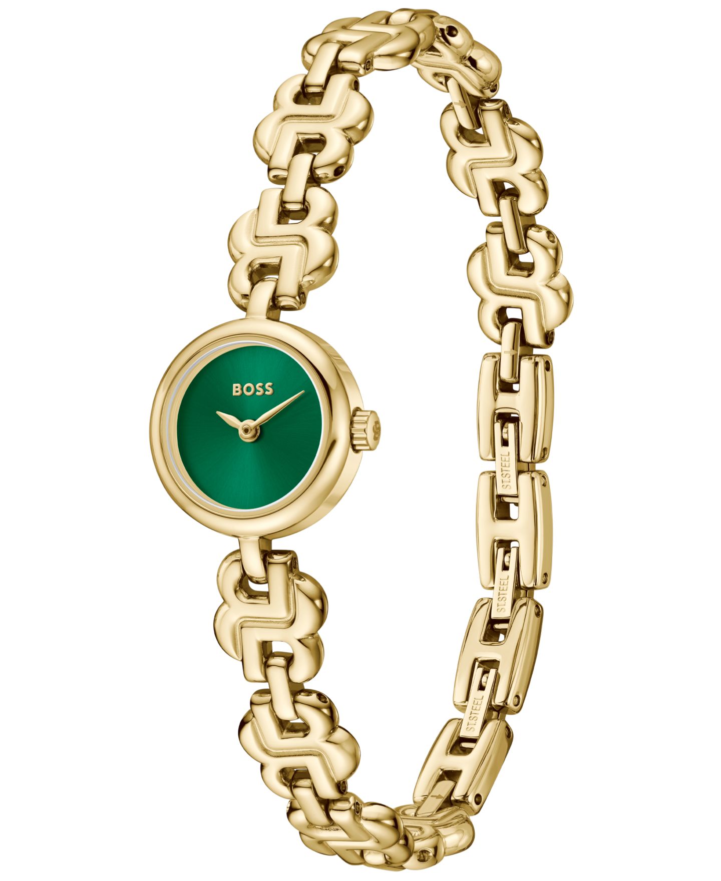 Женские часы Hugo Boss Double B Dressy Quartz Ionic Plated Thin Gold Steel Watch 18.50mm — фото 2