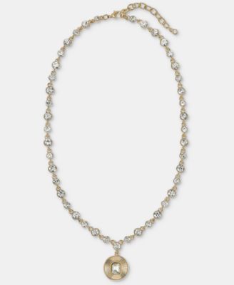 Crystal Stone Pendant Tennis Necklace