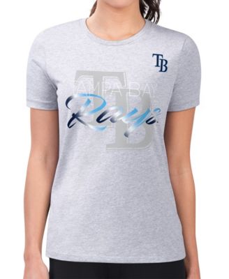 Women's Heather Gray Tampa Bay Rays Super-Slim Fit Lightweight Shadow Logo Graphic T-Shirt