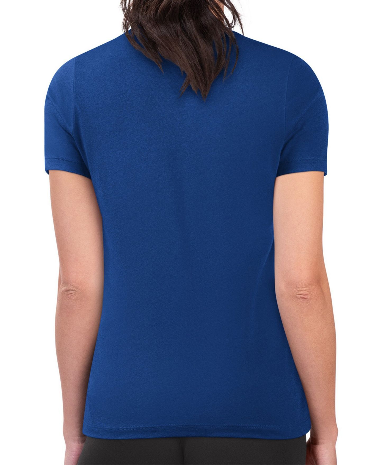 Женская футболка G-III 4Her by Carl Banks Blue New York Knicks Super-Slim Lightweight Pinstripe Circle Graphic — фото 2