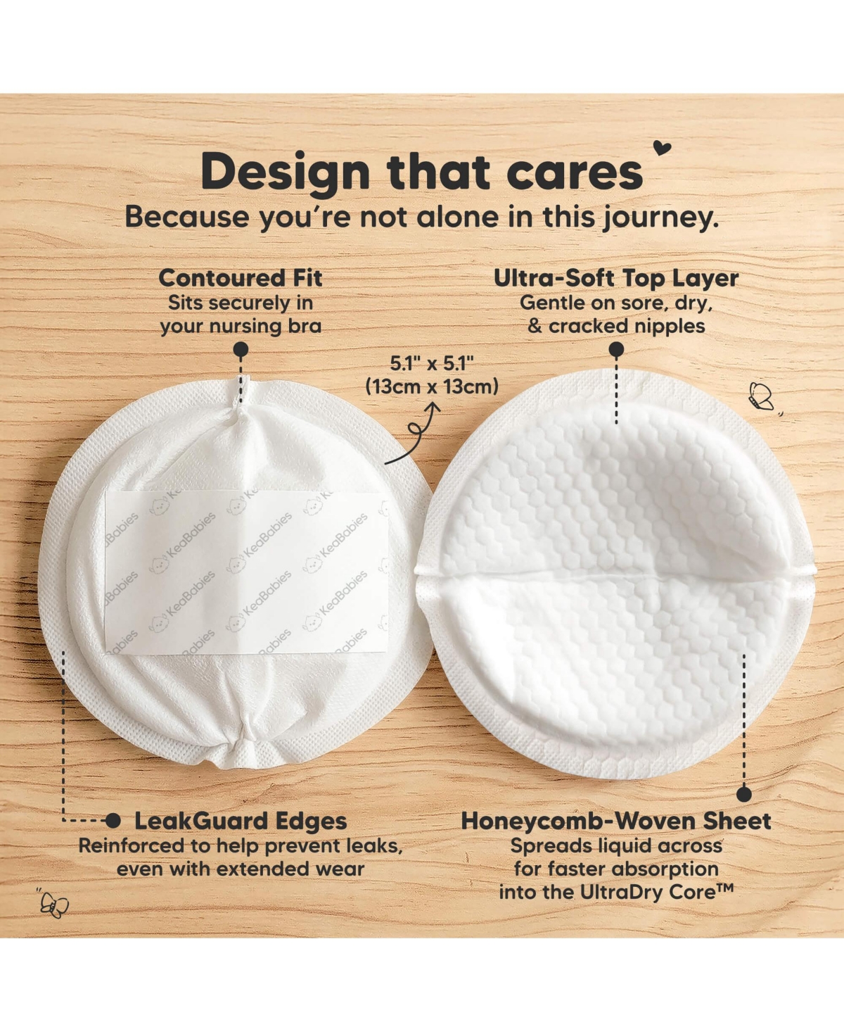 KeaBabies Women's Comfy Dry Disposable Nursing Pads, Breast Pads for Leaking Milk, Stay Dry, Soft, Absorbent Breastfeeding