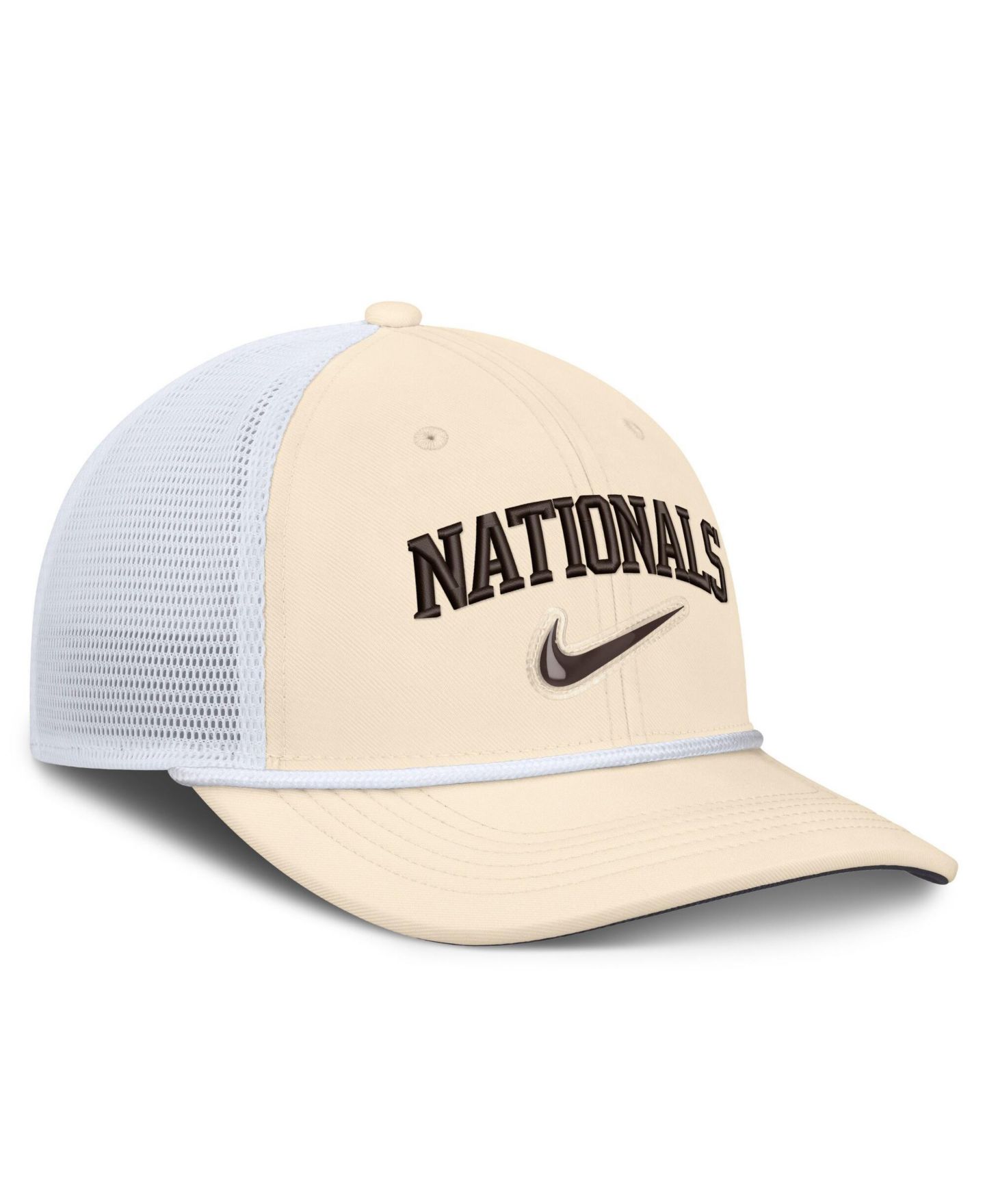 Мужская кепка Nike Natural/White Washington Nationals Rise Dri-FIT Trucker Adjustable Hat — фото 3