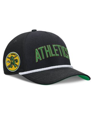 Men's Black Oakland Athletics Cooperstown Collection Rise Adjustable Hat