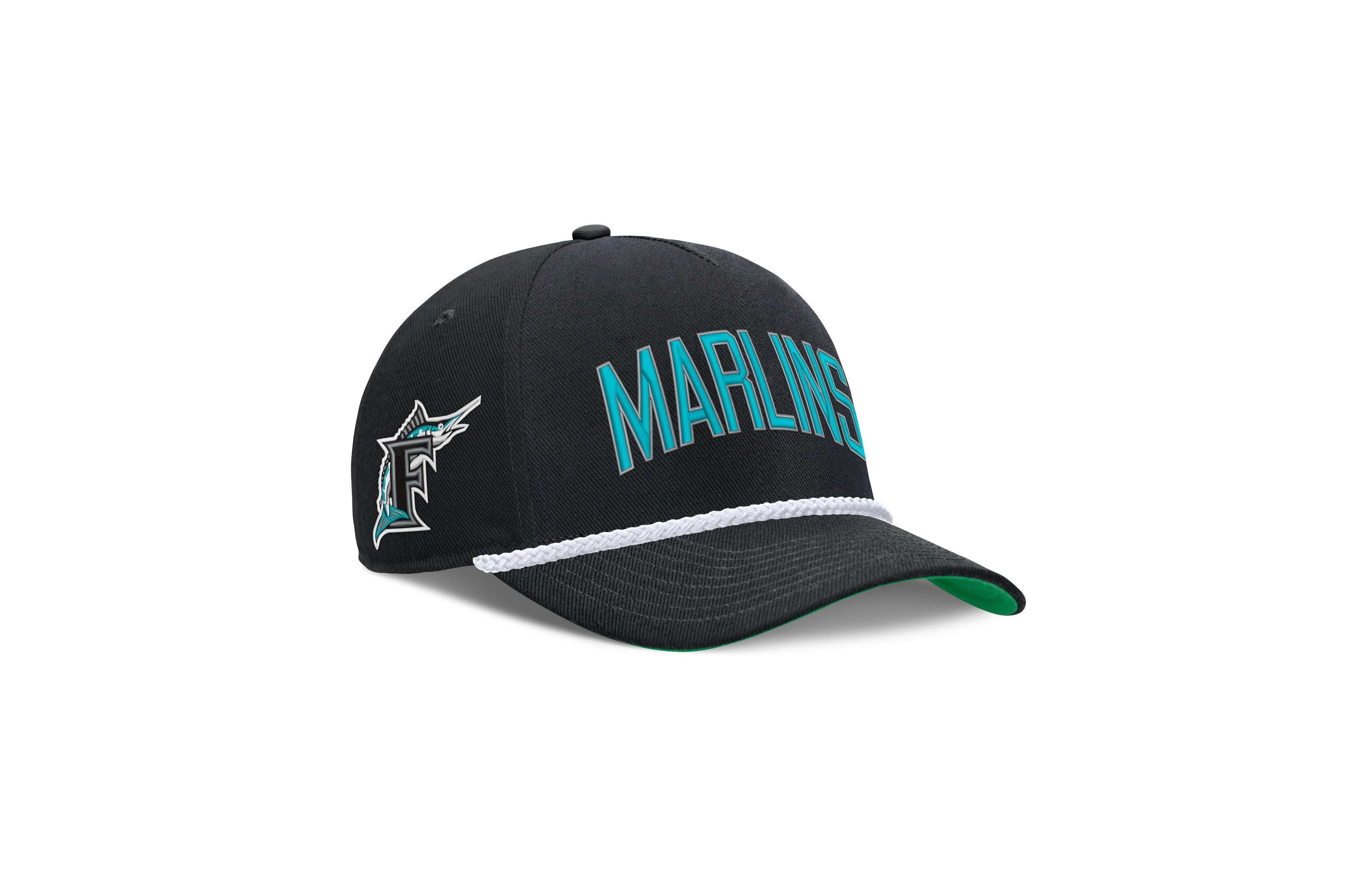 Men's Nike Black Florida Marlins Cooperstown Collection Rise Adjustable Hat