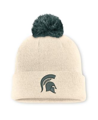 Men's and Women's Natural Michigan State Spartans Campus Prep Script Cuffed Knit Hat with Pom