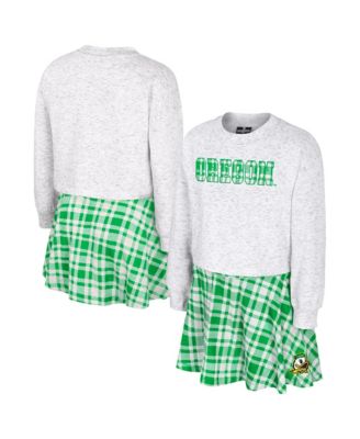 Big Girls White Oregon Ducks Marceline Plaid Skirt and Top Set