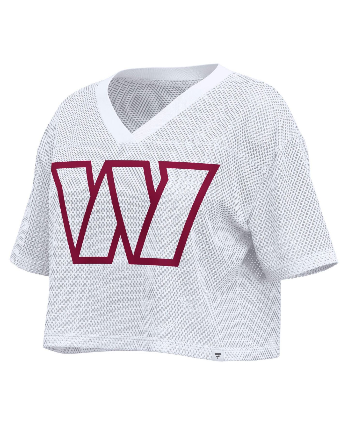 Женский топ Fanatics White Washington Commanders Oversized Mesh Cropped V-Neck Jersey — фото 2