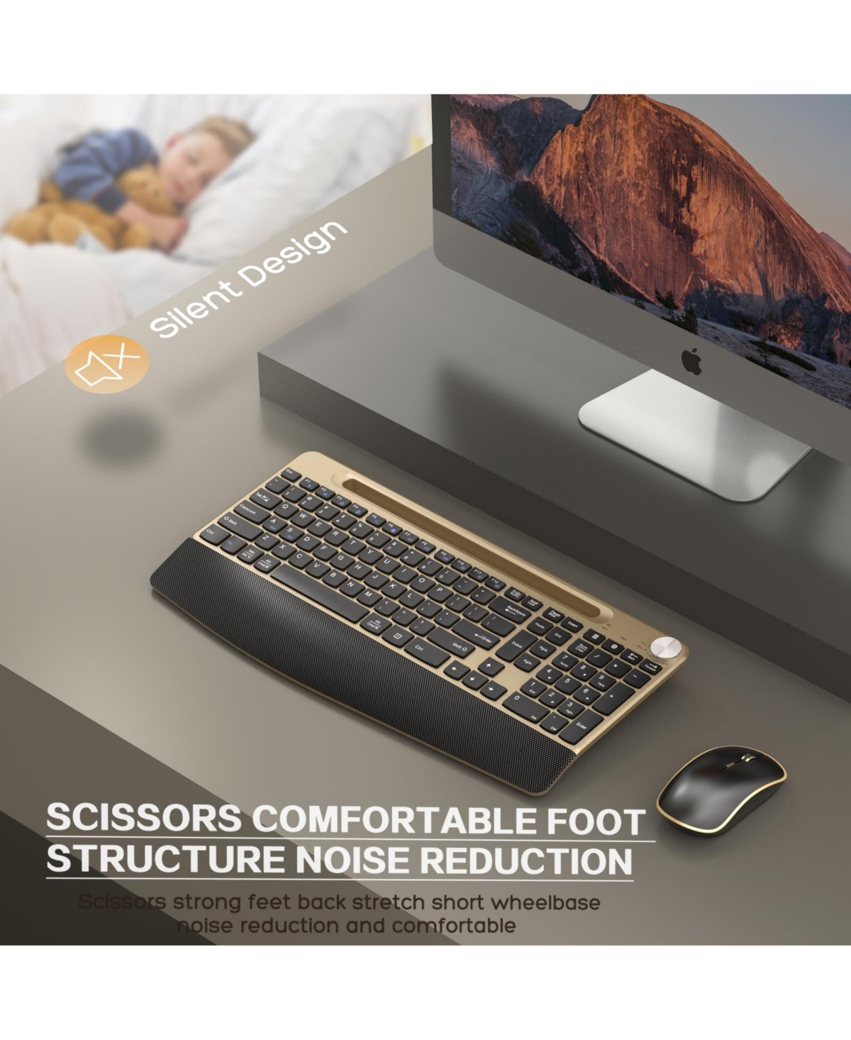 Lofree Wireless Silent Ergonomic Keyboard and Mouse Combo for Mac Windows
