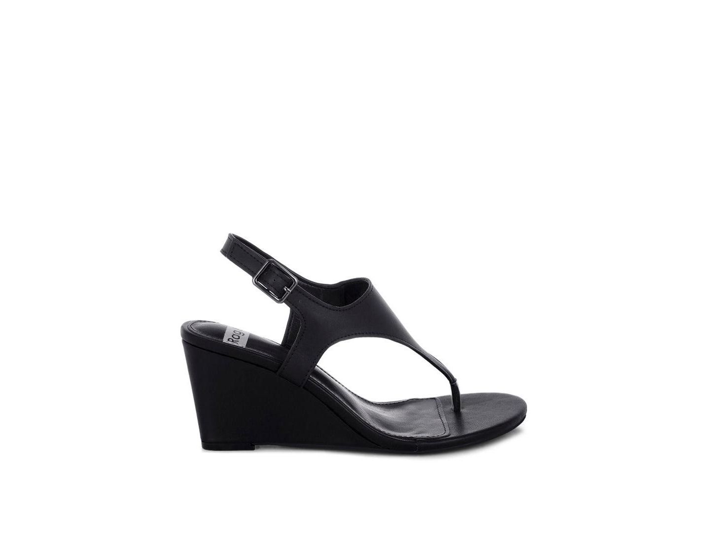 Женские сандалии Rag & Co Wami Real Leather Wedge Heel, цвет: Чёрный мягкий кожаный — фото 2