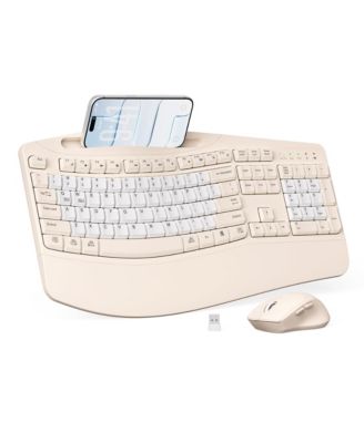 2.4G Wireless Ergonomic Keyboard and Mouse Combo with Wrist Rest