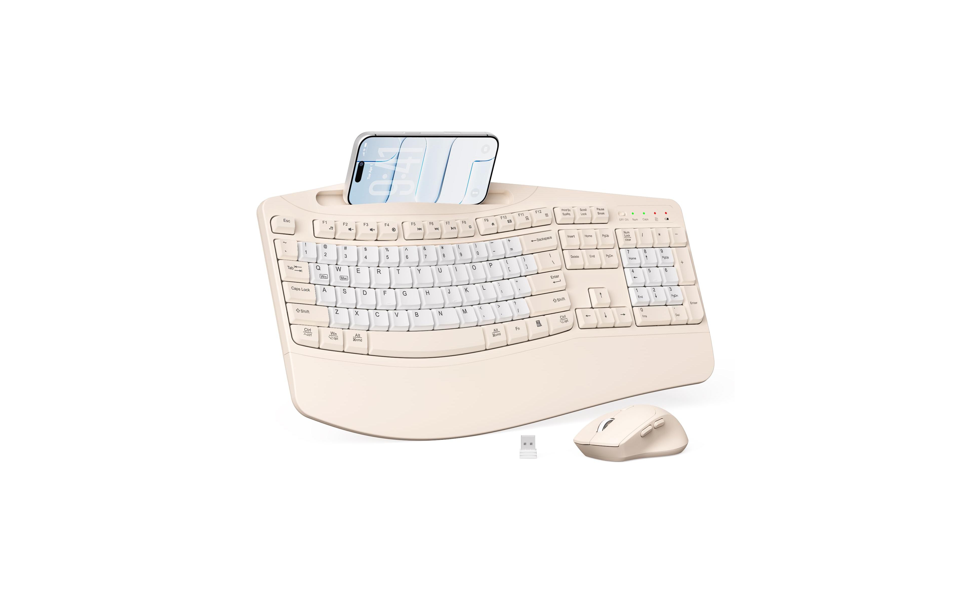 Lofree 2.4G Wireless Ergonomic Keyboard and Mouse Combo with Wrist Rest