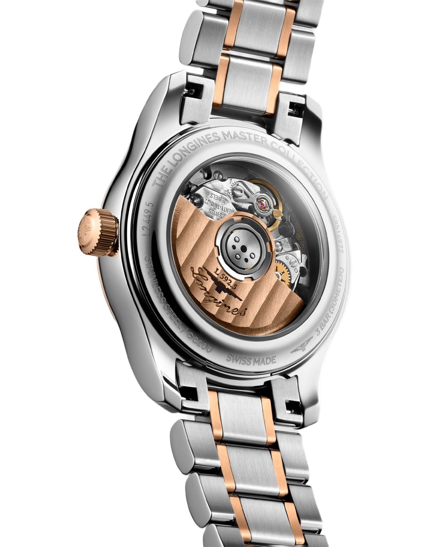 Женские часы Longines Master Collection 18k Rose Gold and Silver Stainless Steel Strap Watch 30mm — фото 3
